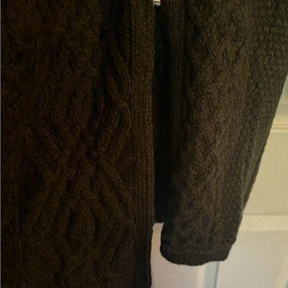 Aran Crafts Ireland Dark Gray Side Zip 100% Wool Sweater - Picture 3 of 13